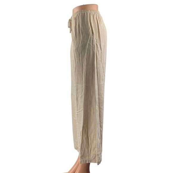 Princess Polly Beige Elastic High Waist Drawstring Wide Leg Trousers Pants Sz 32 - Picture 2 of 5
